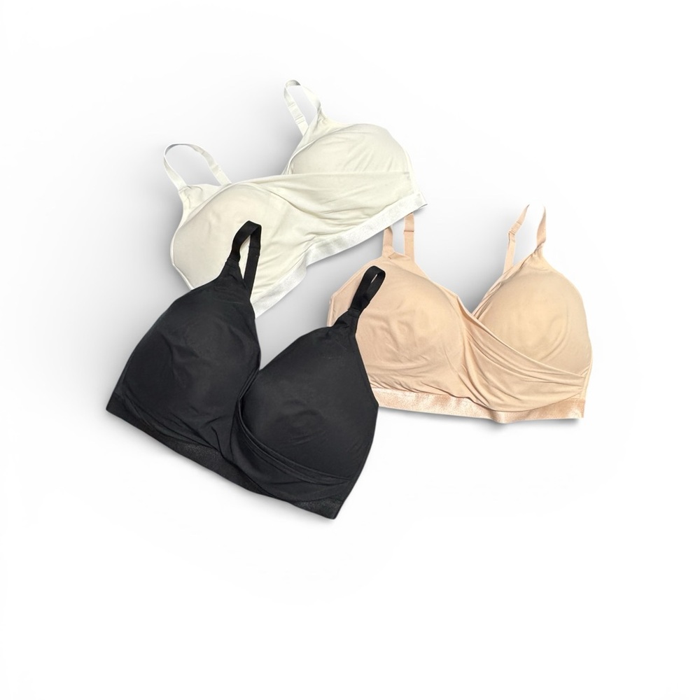 Deesse Lingerie Wire Free Bra Lot Of 3 Pieces Black White Nude Plus Size 42H Hot